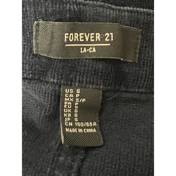 Forever 21 Women's Mini Corduroy Skirt Size S Navy Blue Button Front Stretch - Picture 5 of 7